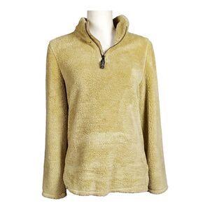 Class Club Unisex Kids Sweater Half  Zip Pullover Size 14/16 Fleece Tan Soft
